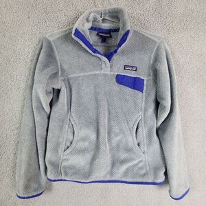 Patagonia Snap T Sweater Jacket - Grey Polartec Re-Tool Pullover, Women's Size S